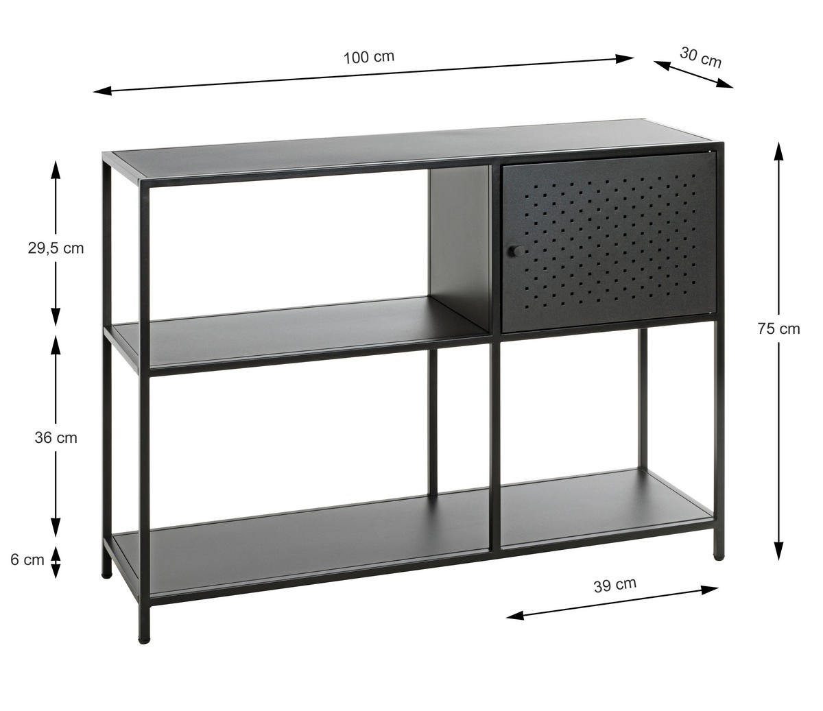 REGAL Schwarz  - Schwarz, Design, Metall (100/75/30cm)