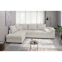 ECKSCHLAFSOFA Alvito Weiß Mikrofaser  - Schwarz/Weiß, MODERN, Holz/Textil (202/298cm) - MID.YOU
