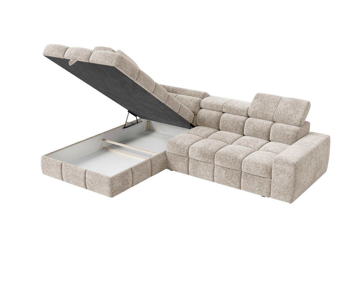 ECKSOFA  in Chenille Creme  - Creme/Schwarz, MODERN, Kunststoff/Textil (204/292cm) - Milino