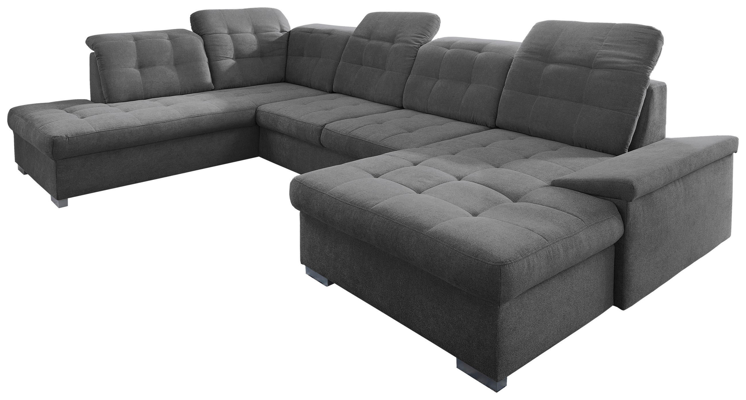 WOHNLANDSCHAFT Anthrazit Mikrofaser  - Chromfarben/Anthrazit, Design, Kunststoff/Textil (212/330/169cm) - Livetastic