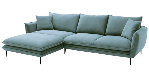 ECKSOFA  in Webstoff Blaugrau  196/304 cm  - Blaugrau/Schwarz, KONVENTIONELL, Textil/Metall (196/304cm) - Hom`in