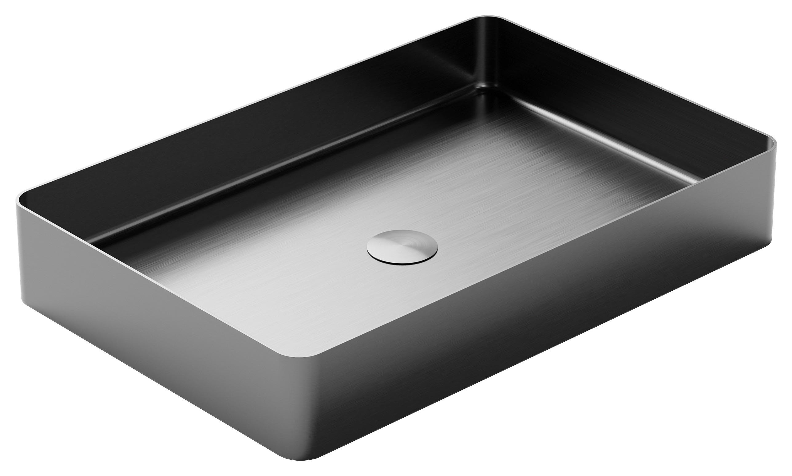 WASCHBECKEN 60/10/40 cm  - Schwarzchrom, MODERN, Metall (60/10/40cm)