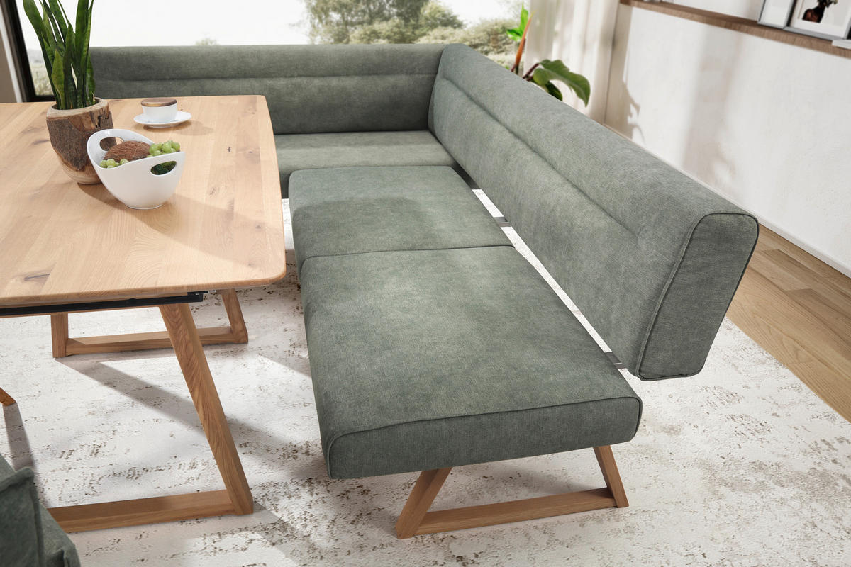ECKBANK in Holz, Textil Grün, Eichefarben  - Eichefarben/Grün, Konventionell, Holz/Textil (170/230cm) - Moderano