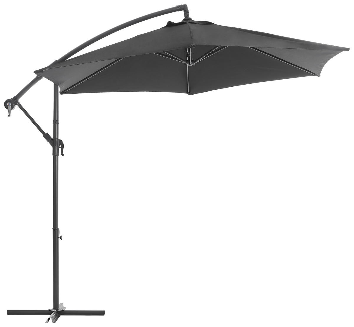 AMPELSCHIRM 300 cm Anthrazit, Schwarz  - Anthrazit/Schwarz, KONVENTIONELL, Textil/Metall (300/300cm) - Xora