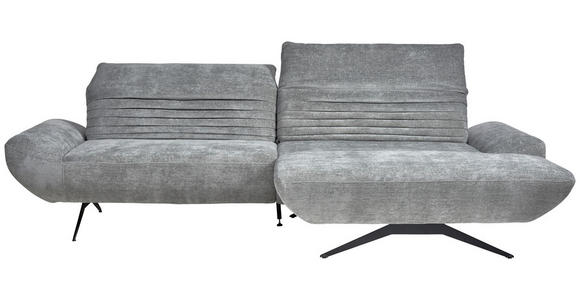 ECKSOFA Grau Chenille  - Schwarz/Grau, Design, Textil/Metall (280/170-195cm) - Dieter Knoll