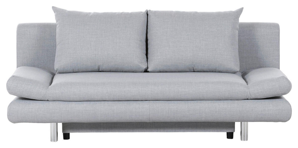 SCHLAFSOFA Flachgewebe Hellgrau  - Chromfarben/Hellgrau, Design, Kunststoff/Textil (194/73/91cm) - Xora