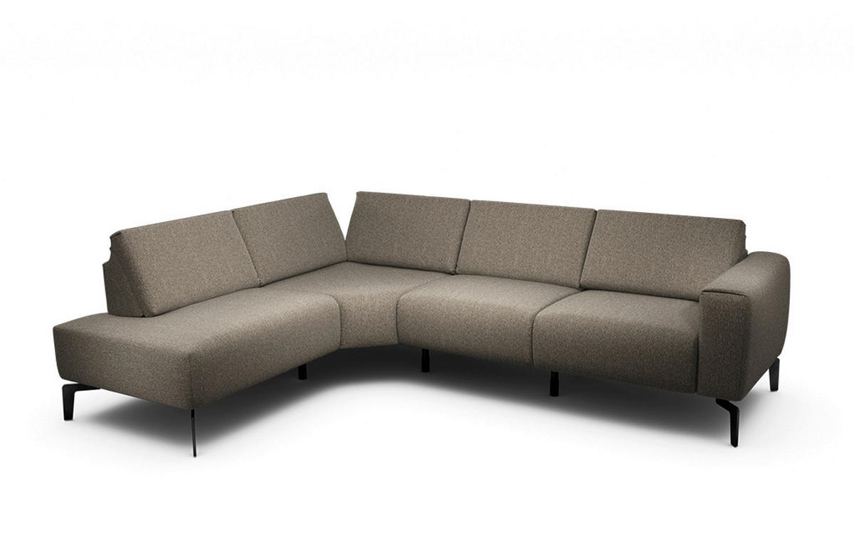 ECKSOFA Cosy Braun Chenille  - Schwarz/Braun, Design, Textil/Metall (193/256cm) - SENSOO