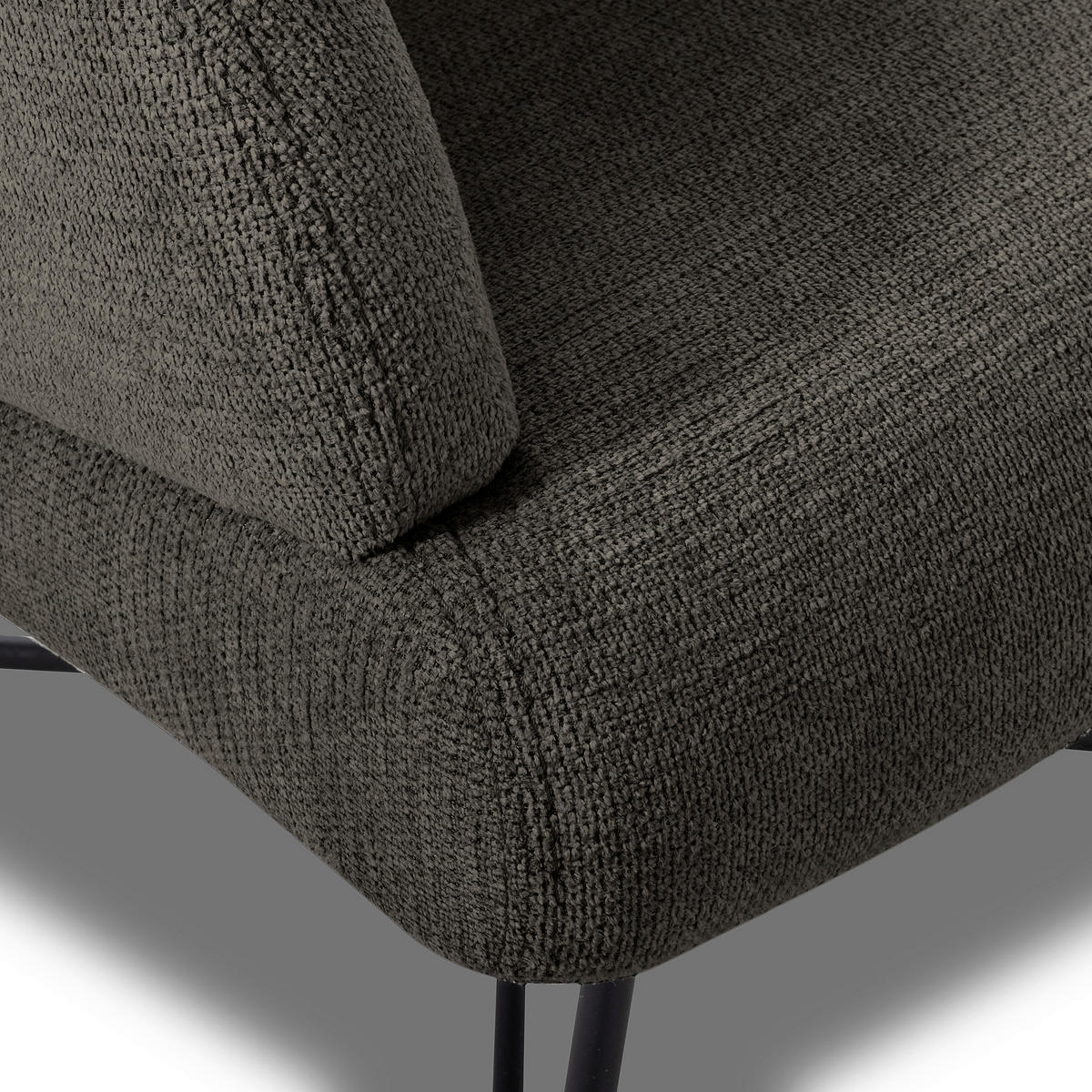 SESSELSET in Chenille Graphitfarben  - Schwarz/Graphitfarben, Design, Textil/Metall (67cm) - Livetastic