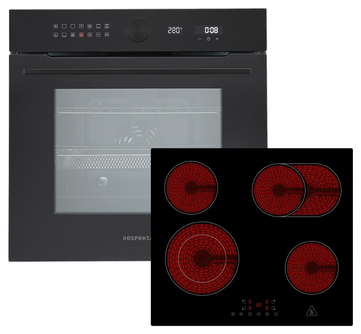 BACKOFENSET ASET9005500  - Schwarz, Basics, Glas/Metall (59,5/59,5/57,5cm) - Respekta