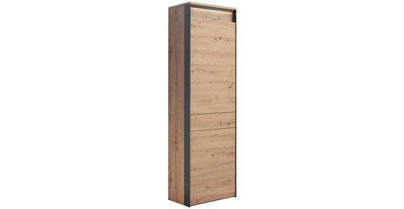 GARDEROBENSCHRANK 60/200/38 cm  - Eichefarben/Schwarz, Design, Holzwerkstoff (60/200/38cm) - Voleo