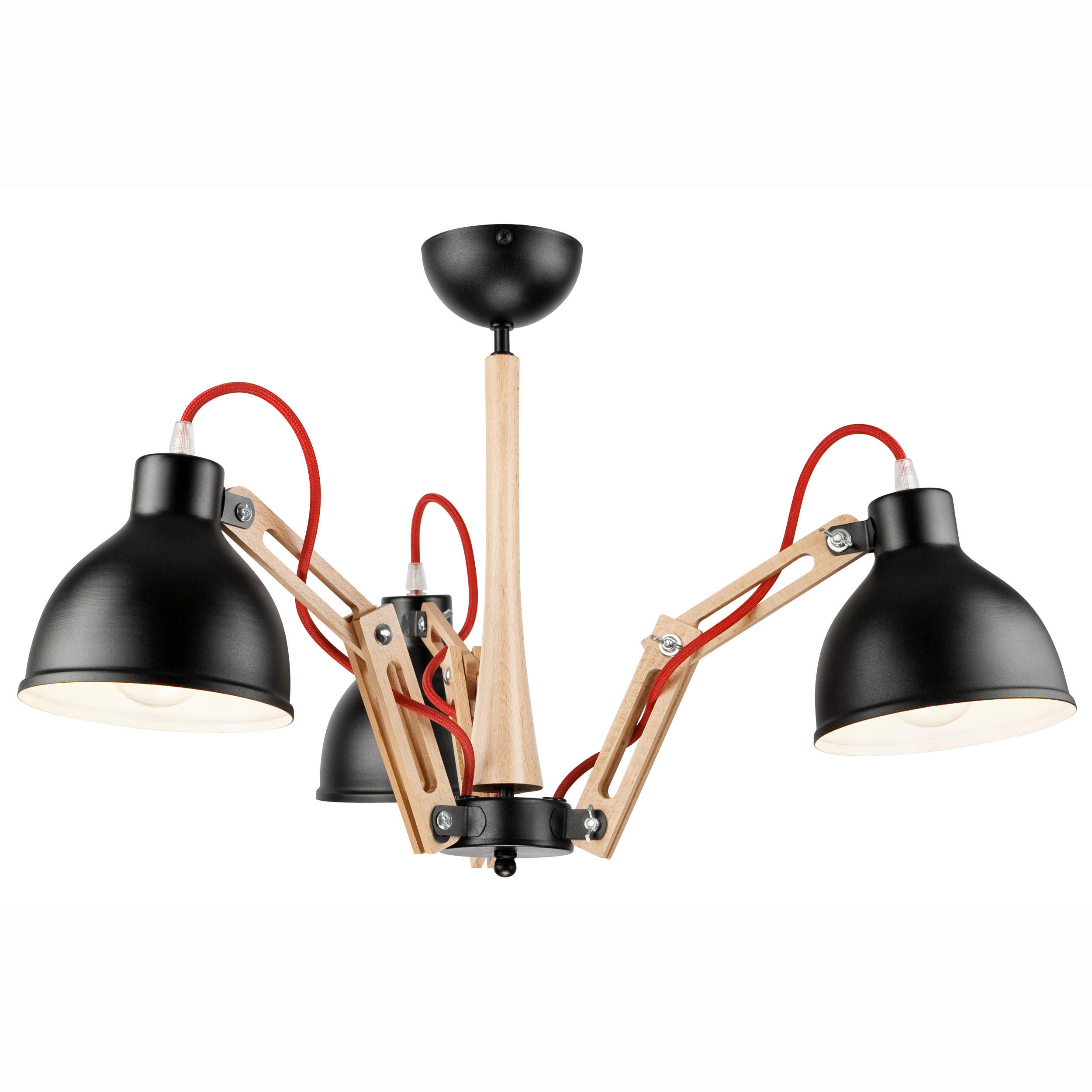 HÄNGELEUCHTE Marcello 39/65 cm  - Buchefarben/Schwarz, Design, Holz/Metall (39/65cm)