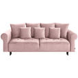 BIGSOFA in Samt Rosa  - Schwarz/Rosa, Design, Holz/Textil (248/96/95cm) - Carryhome