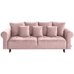 BIGSOFA in Samt Rosa  - Schwarz/Rosa, Design, Holz/Textil (248/96/95cm) - Carryhome