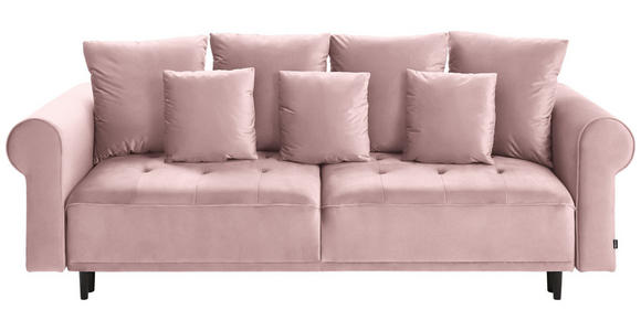 BIGSOFA in Samt Rosa  - Schwarz/Rosa, Design, Holz/Textil (248/96/95cm) - Carryhome