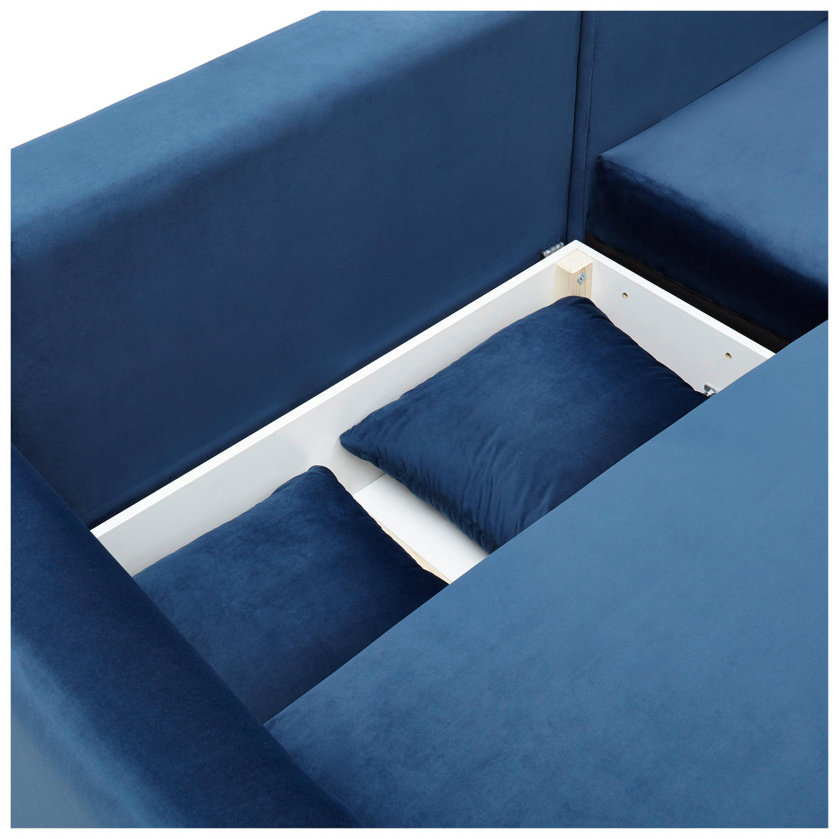 ECKSOFA Blau Velours  - Blau/Schwarz, Design, Holz/Textil (235/165cm) - Ti'me