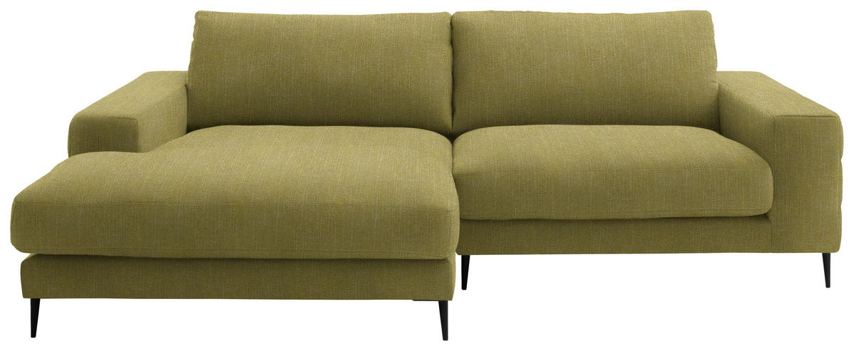 ECKSOFA in Flachgewebe Hellgrün  177/253 cm  - Schwarz/Hellgrün, Design, Textil/Metall (177/253cm) - Dieter Knoll
