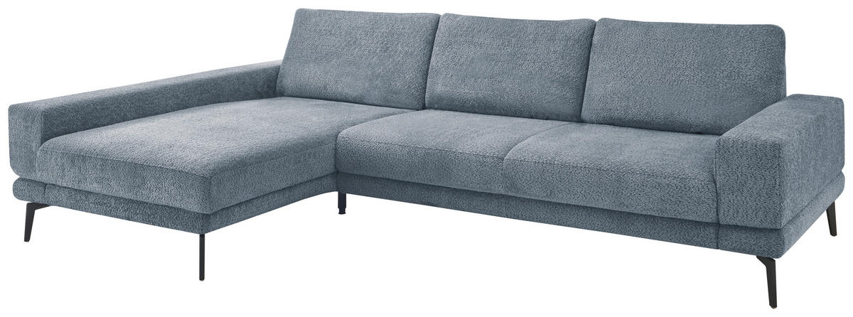 ECKSOFA Blau Chenille  - Blau/Schwarz, KONVENTIONELL, Textil/Metall (184/294cm) - SetOne by Musterring
