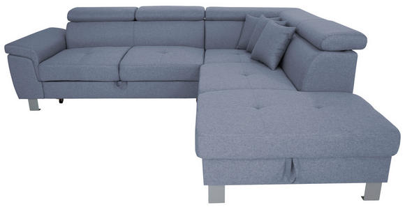 ECKSOFA in Webstoff Blau  - Blau/Silberfarben, Design, Textil/Metall (257/226cm) - Xora