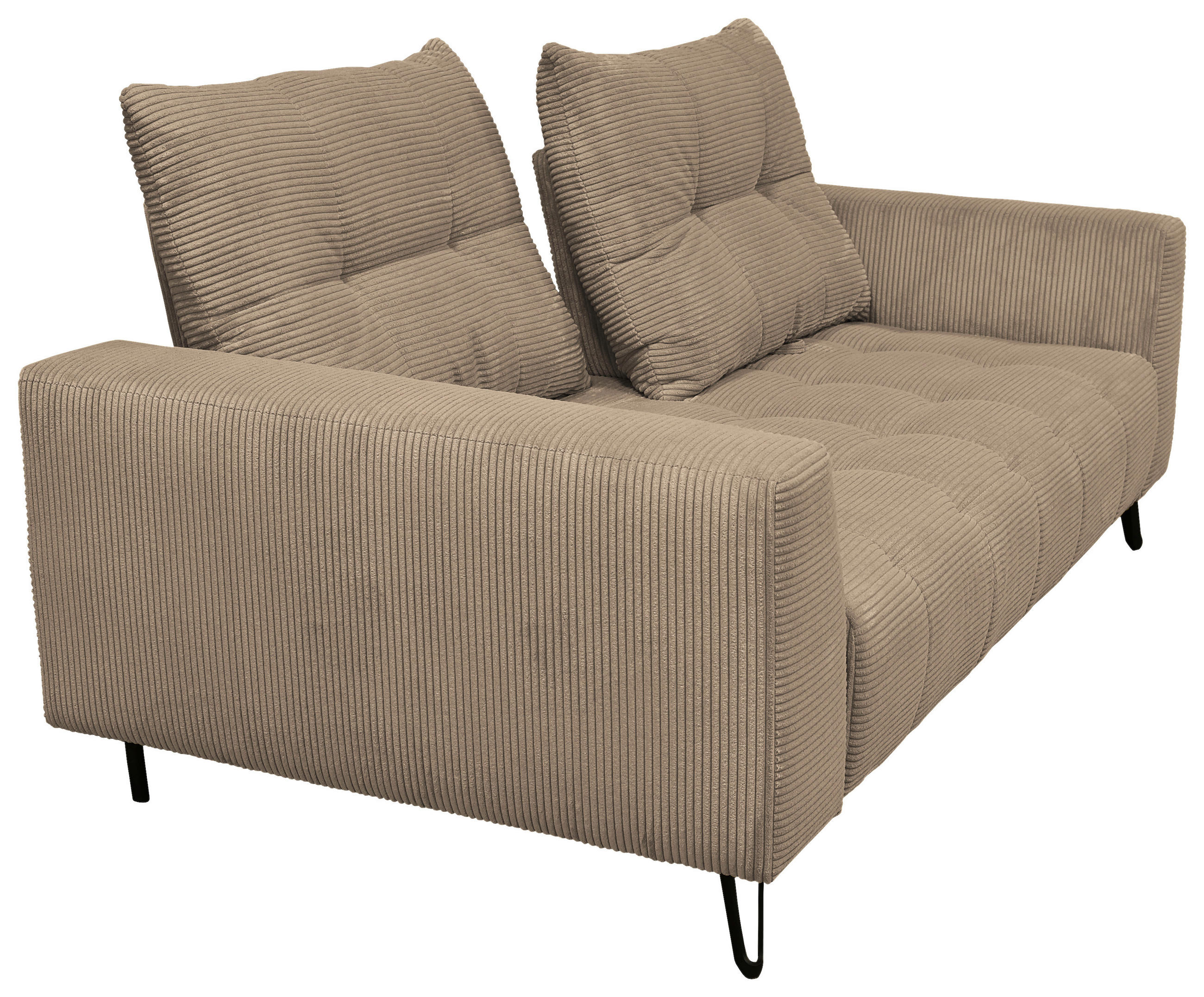 BIGSOFA Cord Beige  - Beige/Schwarz, KONVENTIONELL, Textil/Metall (246/100/116cm) - Carryhome