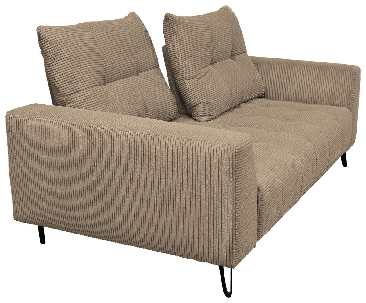 BIGSOFA Cord Beige  - Beige/Schwarz, KONVENTIONELL, Textil/Metall (246/100/116cm) - Carryhome