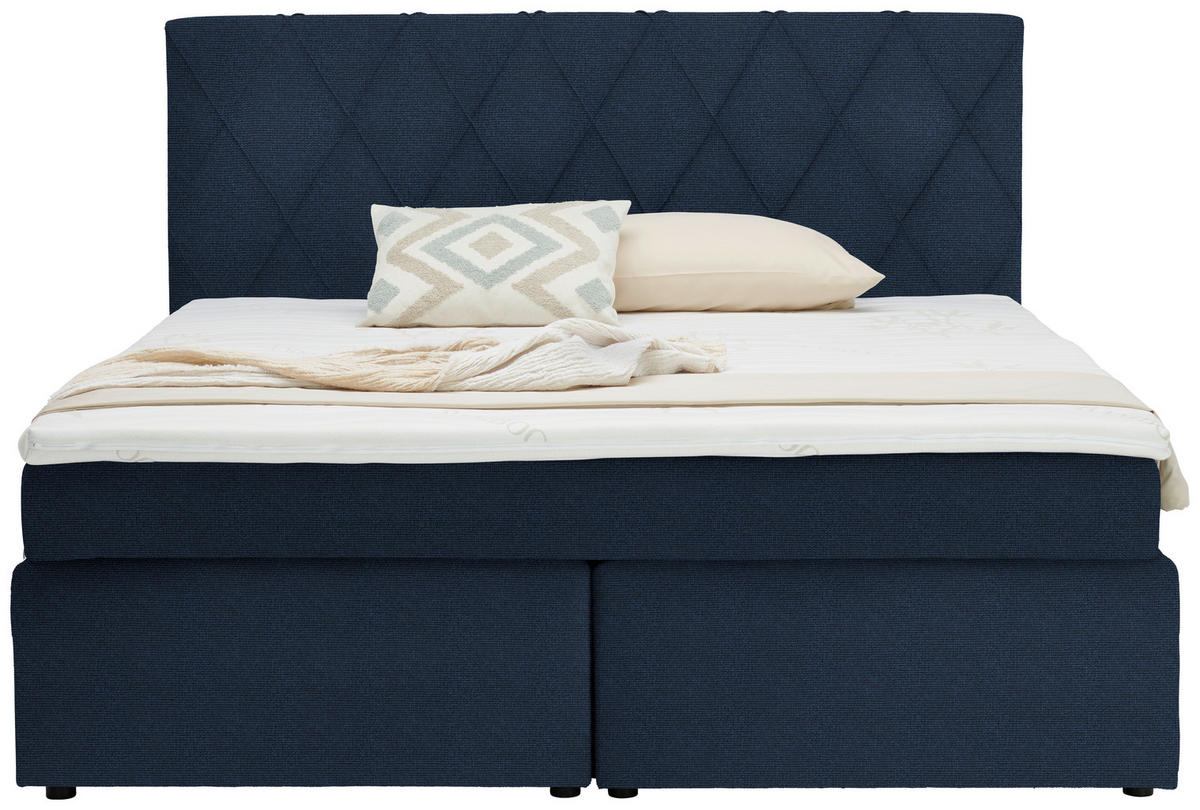 BOXSPRINGBETT 180/200 cm  in Blau  - Blau/Schwarz, Design, Kunststoff/Textil (180/200cm) - Xora