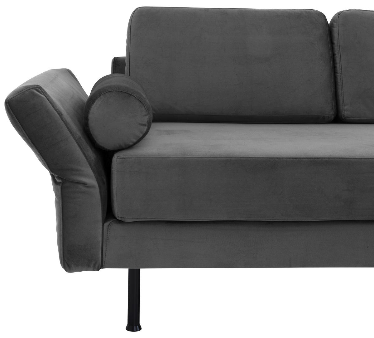RÉCAMIERE in Velours Anthrazit  - Anthrazit/Schwarz, Design, Textil/Metall (190/87/81cm) - Max Winzer