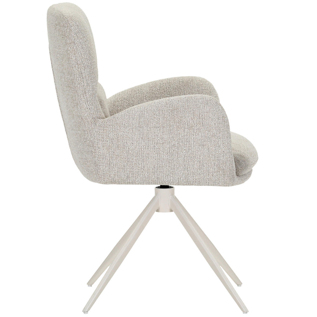 ARMLEHNSTUHL  Wippfunktion, Sitzfläche 360° drehbar, automatische Rückholfunktion Webstoff  Creme, Beige  - Beige/Creme, MODERN, Textil/Metall (63/91/65cm) - Hom`in