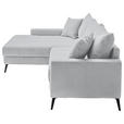 ECKSOFA  in Cord Hellgrau  173/280 cm  - Hellgrau/Schwarz, KONVENTIONELL, Textil/Metall (173/280cm) - Hom`in
