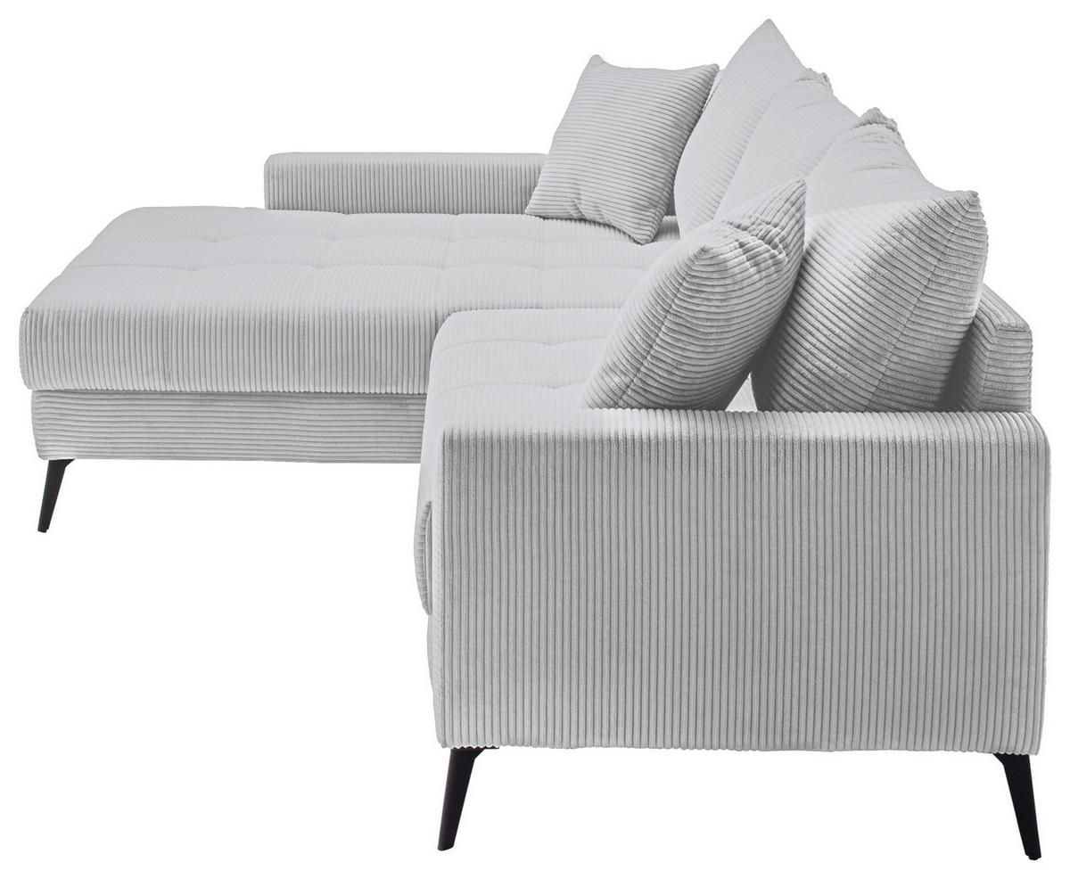 ECKSOFA Hellgrau Cord  - Hellgrau/Schwarz, KONVENTIONELL, Textil/Metall (173/280cm) - Hom`in
