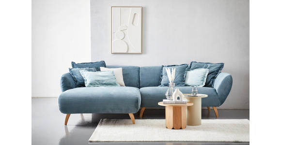 ECKSOFA Petrol Plüsch - Buchefarben/Petrol, Design, Holz/Textil (175/280cm) - Carryhome