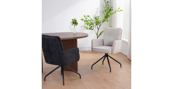 ARMLEHNSTUHL  Sitzfläche 180° drehbar Mikrofaser  - Beige/Schwarz, Design, Textil/Metall (60/90/68cm) - Carryhome