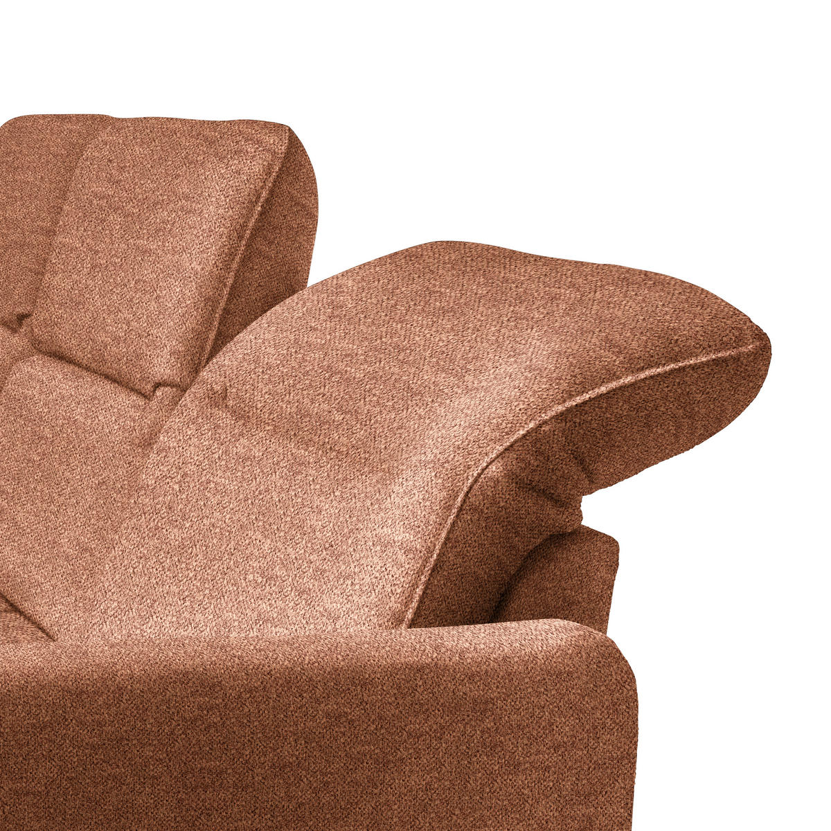 ECKSOFA Cognac Plüsch  - Cognac/Schwarz, KONVENTIONELL, Textil/Metall (190/254cm) - Livetastic