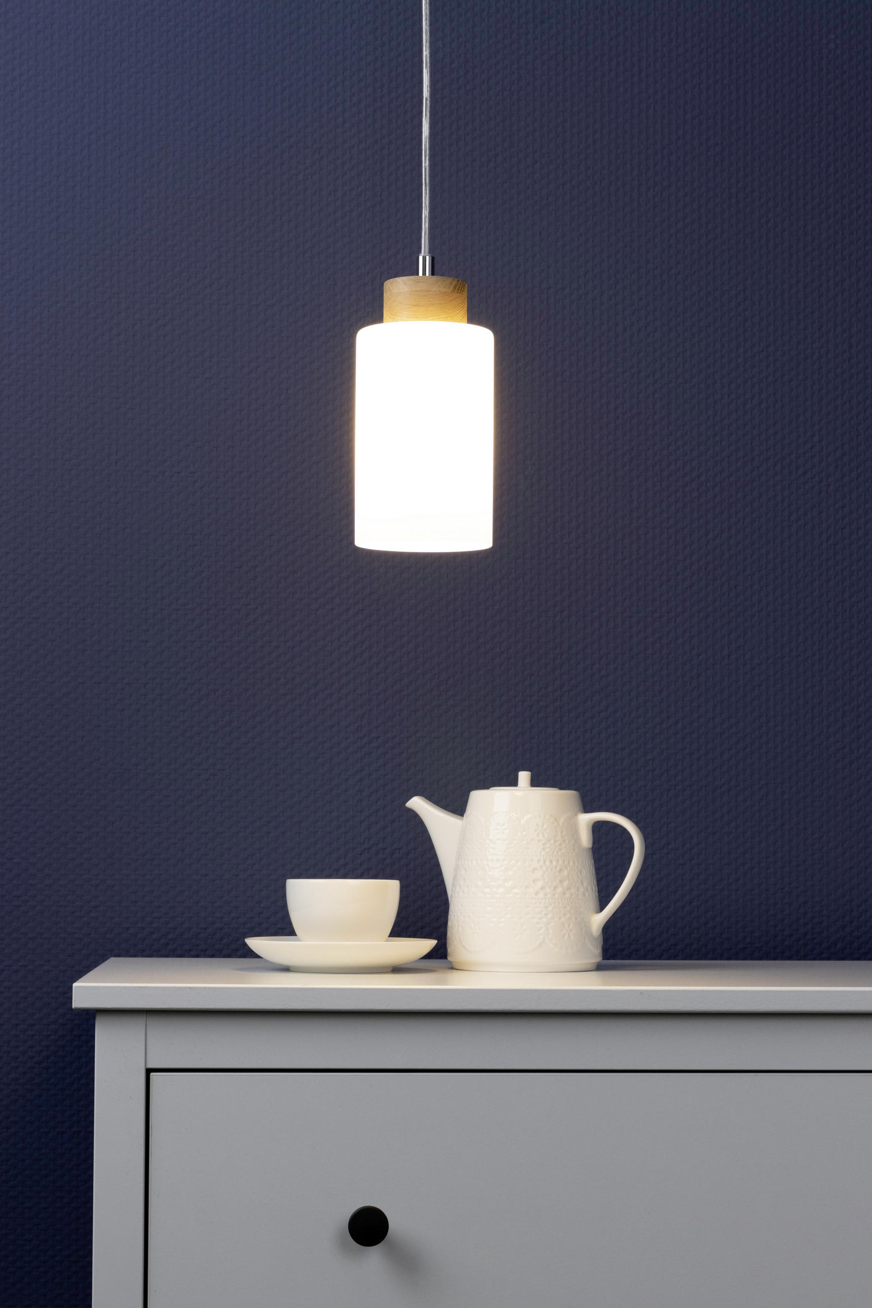 HÄNGELEUCHTE Bosco 15/110 cm   - Weiß, Basics, Glas/Holz (15/110cm)