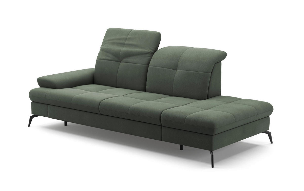 RÉCAMIERE in Flachgewebe Grün  - Schwarz/Grün, Konventionell, Textil/Metall (231/90/122cm) - Sit & More