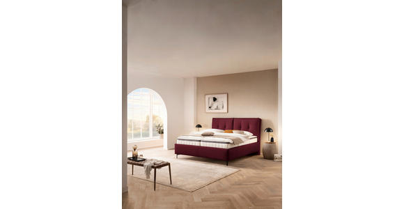 POLSTERBETT Matratze, Lattenrost, Topper Bordeaux 180/200 cm - Bordeaux/Schwarz, KONVENTIONELL, Leder/Holz (180/200cm) - Novel