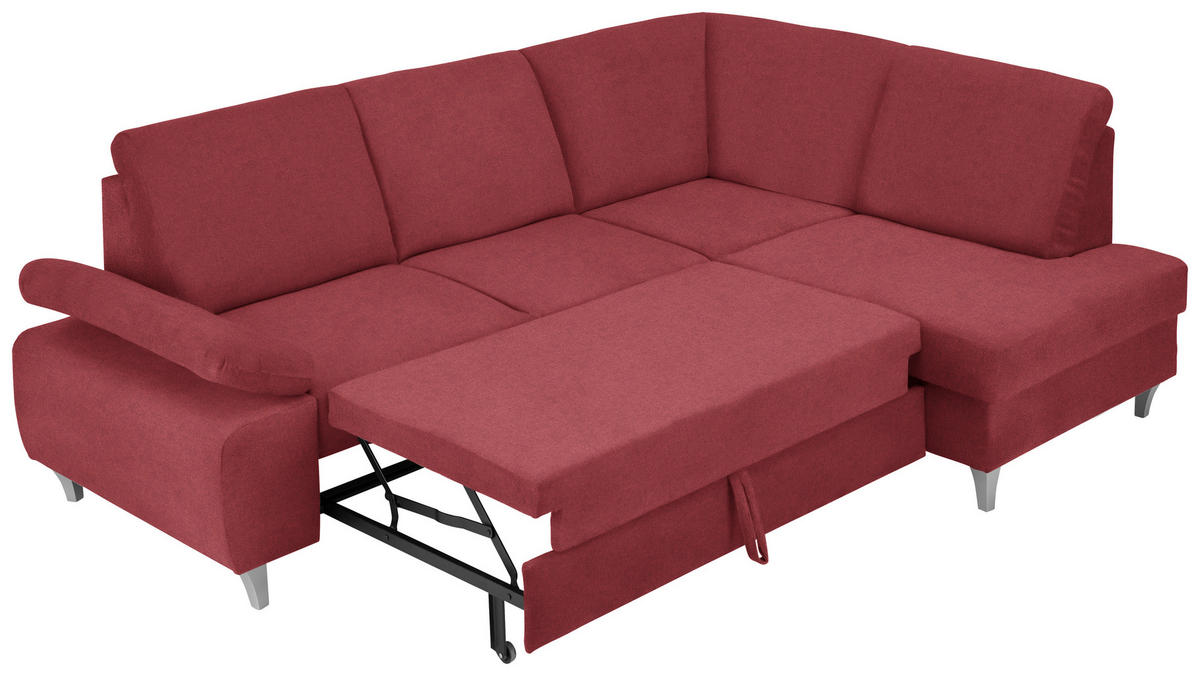 ECKSOFA in Flachgewebe Rot  - Silberfarben/Rot, Konventionell, Holz/Textil (255/186cm) - Cantus