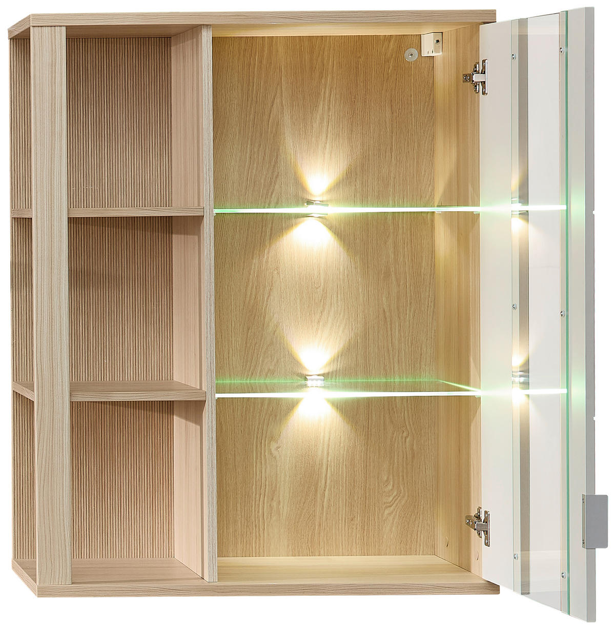 HÄNGEVITRINE Eichefarben, Kaschmir  80/101/38 cm  - Kaschmir/Eichefarben, Basics, Glas/Holzwerkstoff (80/101/38cm) - Stylife