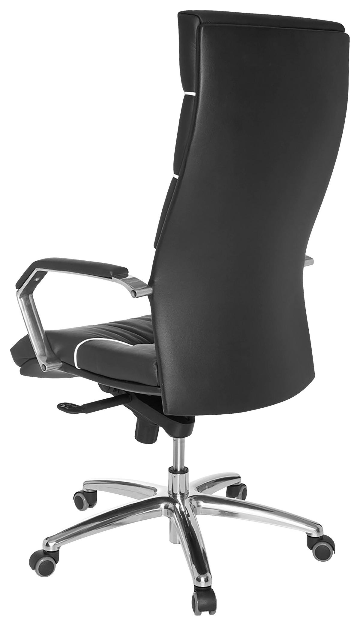 DREHSTUHL  in Lederlook Schwarz  - Chromfarben/Schwarz, Design, Leder/Kunststoff (60/126/55cm) - MID.YOU