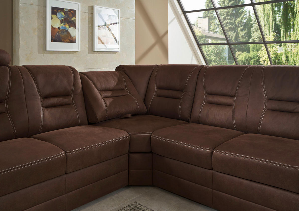 SAROKKANAPÉ textil barna  - bézs/barna, Konventionell, textil/fa (234/286cm) - Beldomo Comfort