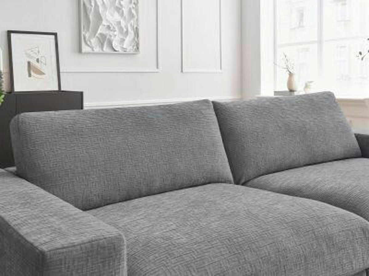 3-SITZER-SOFA LEONARD Struktur Dunkelgrau  - Dunkelgrau/Schwarz, MODERN, Kunststoff/Textil (234/77/109cm)