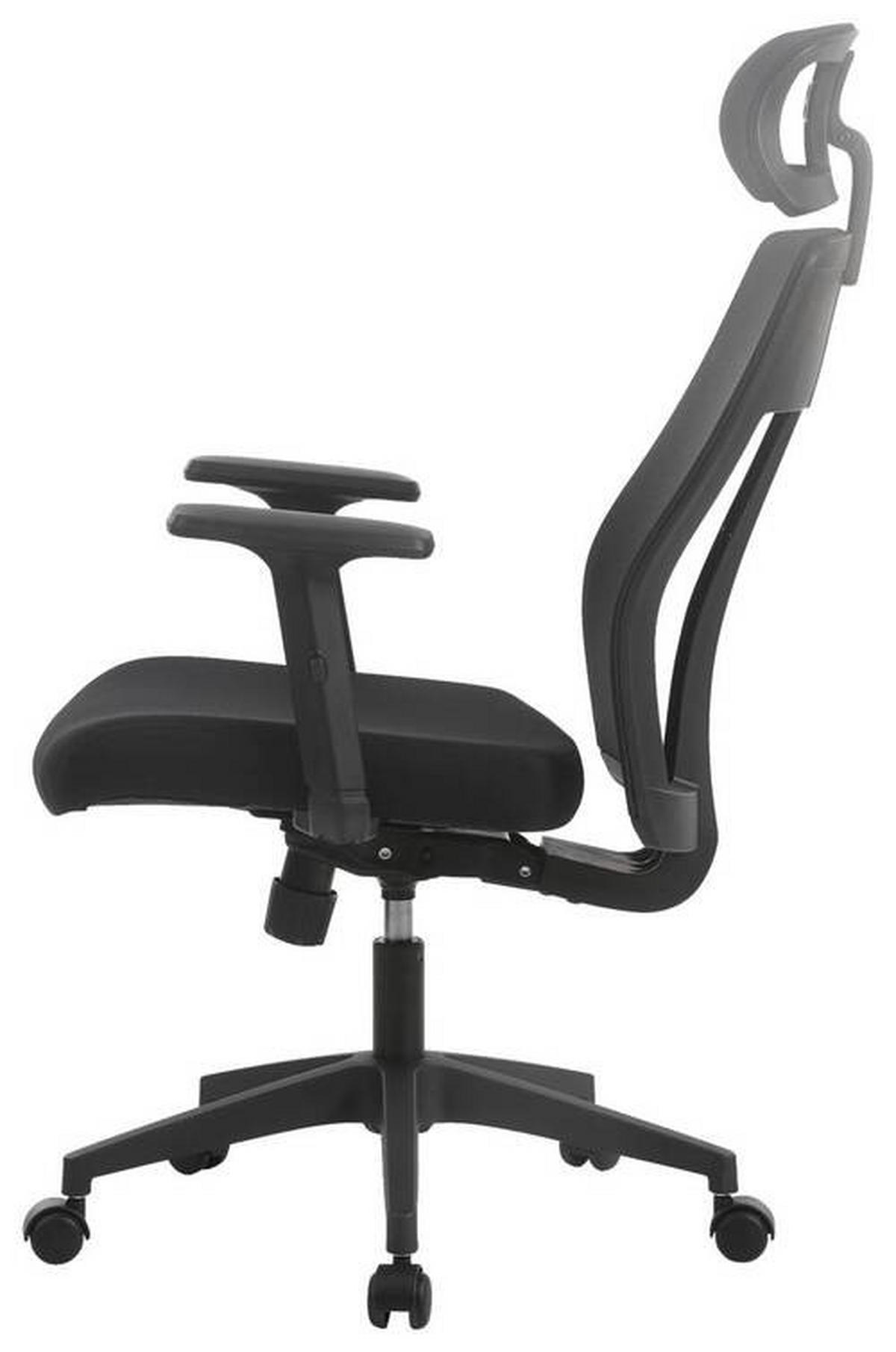 SCAUN ROTATIV  plasă tensionată, țesătură negru  - negru, Konventionell, plastic/textil (66/117-125/66cm) - Novel