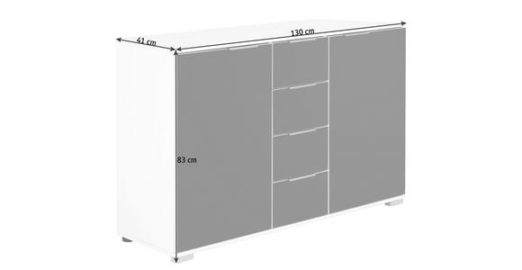 KOMMODE 130/83/41 cm  - Alufarben/Weiß, Design, Glas/Holzwerkstoff (130/83/41cm) - Carryhome
