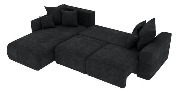 ECKSOFA in Samt Dunkelgrau  - Chromfarben/Dunkelgrau, KONVENTIONELL, Kunststoff/Textil (195/293cm) - Carryhome