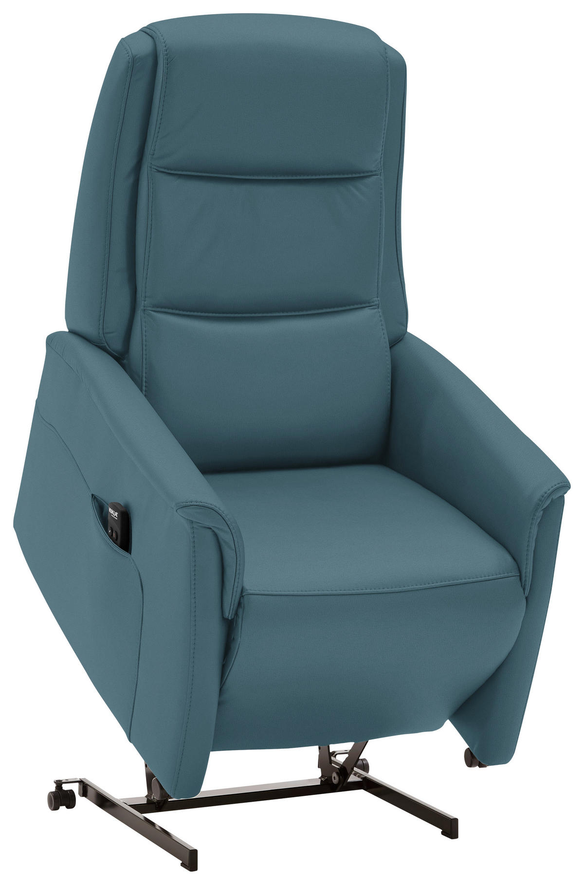 FERNSEHSESSEL Valdera  mit Relaxfunktion, Aufstehhilfe, Rücken echt Echtleder Blau  - Blau/Schwarz, KONVENTIONELL, Leder/Kunststoff (70/107/88cm) - Livetastic