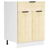 KÜCHENUNTERSCHRANK 60/82/46 cm  in Weiss, Honigeiche  - Honigeiche/Weiss, Trend, Holzwerkstoff/Kunststoff (60/82/46cm) - MID.YOU