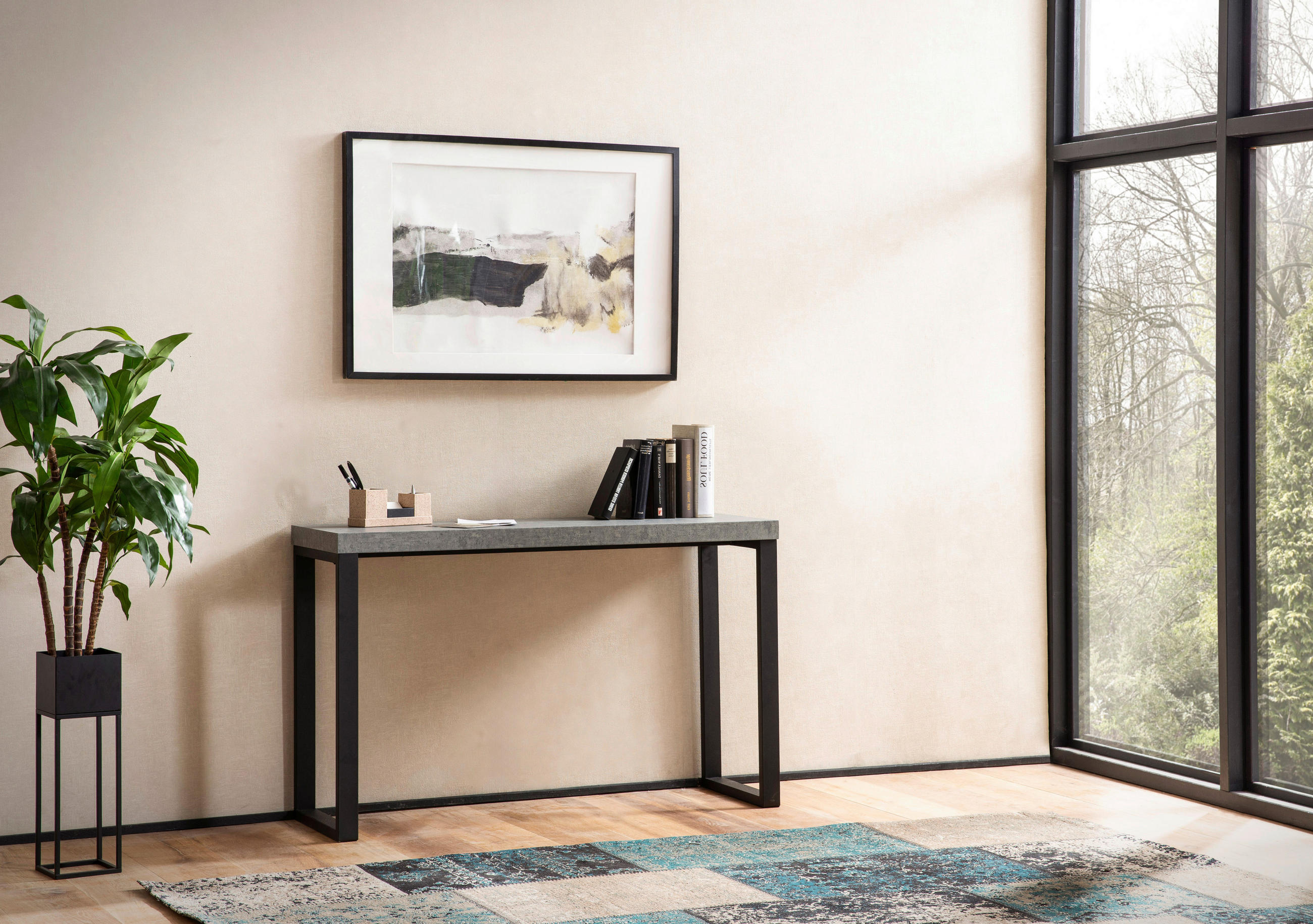 KONSOLENTISCH Grau  - Schwarz/Grau, Design, Holzwerkstoff/Metall (120/40/76cm) - MID.YOU