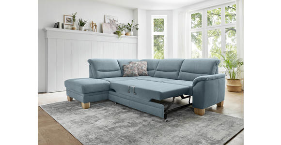 ECKSOFA Blau Mikrofaser - Wildeiche/Blau, KONVENTIONELL, Holz/Textil (224/254cm) - Carryhome