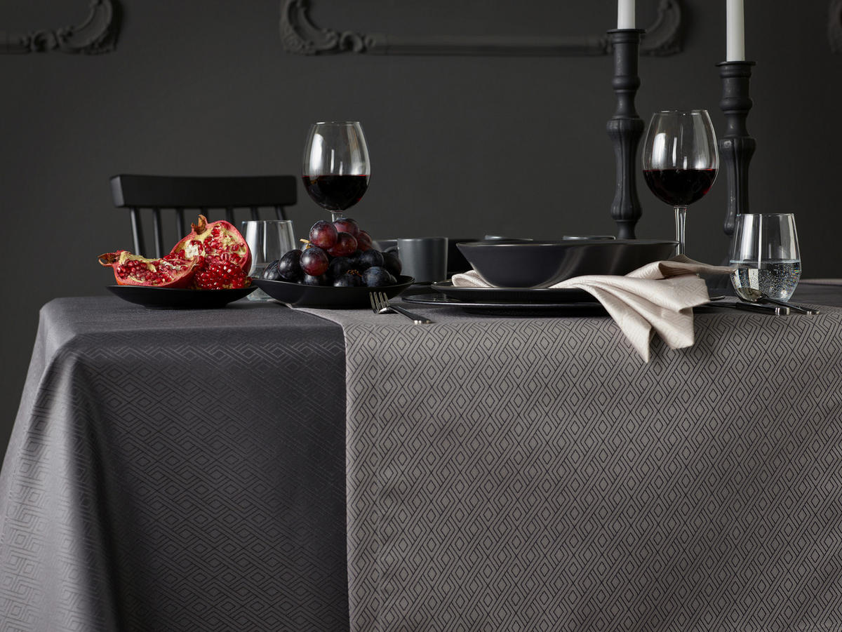 UBRUS, 130/200 cm, antracitová, šedá - šedá/antracitová, Basics, textil (130/200cm) - Curt Bauer