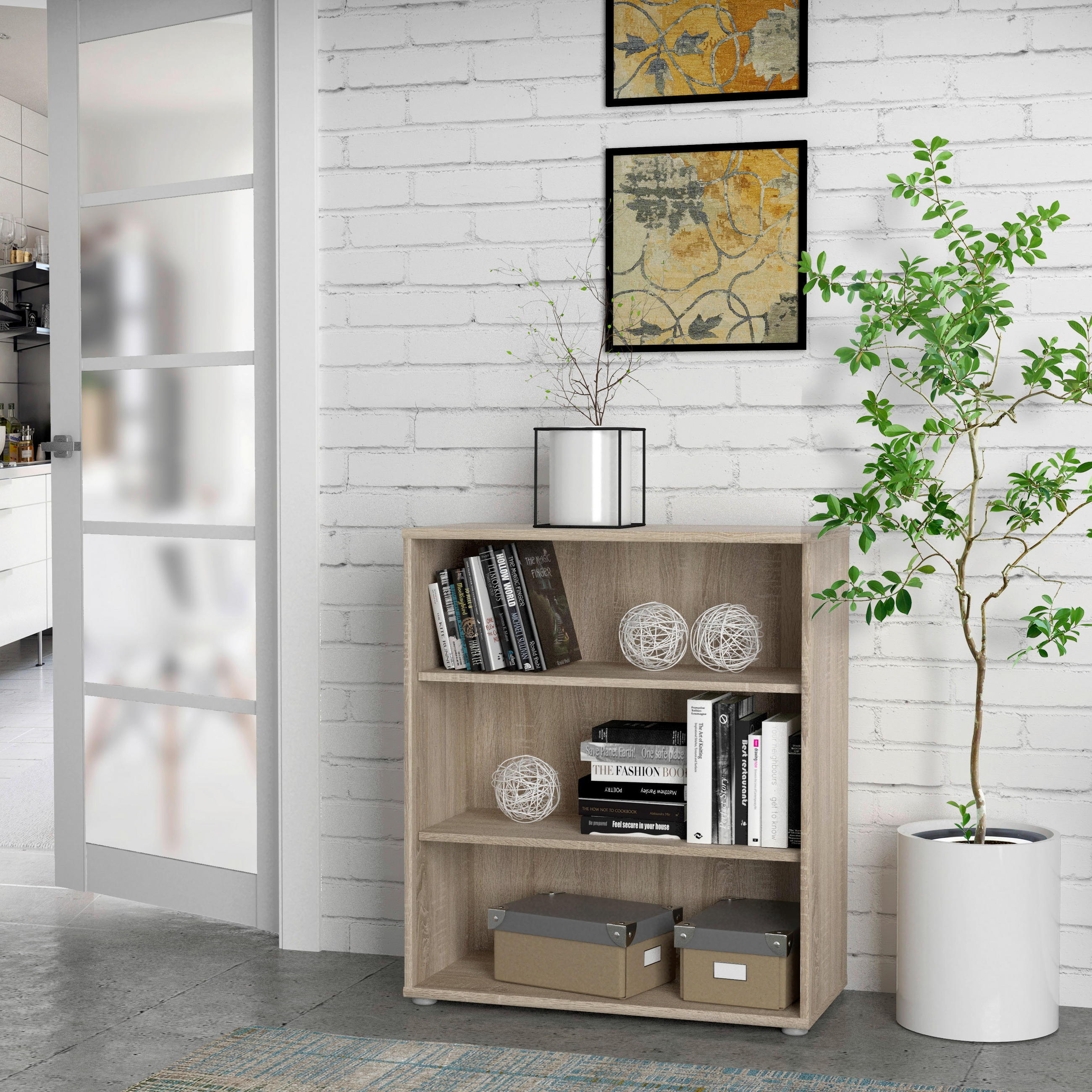 REGAL Sonoma Eiche - Alufarben/Sonoma Eiche, Design, Holzwerkstoff/Kunststoff (73,7/85,5/34,8cm)