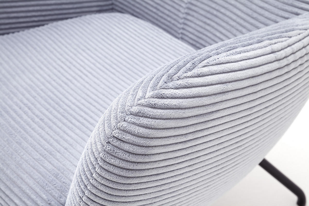 OHRENSESSEL in Cord Hellblau  - Schwarz/Hellblau, Design, Textil/Metall (79/117/82cm) - Lomoco
